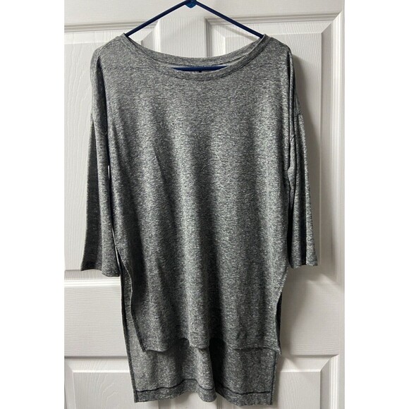 Old Navy Womens Small Gray Heather Linen Tunic Top Round Neck 3/4 Sleeve - Picture 1 of 5